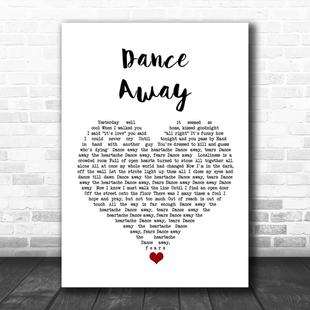 Roxy Music Dance Away White Heart Song Lyric Quote Music Print