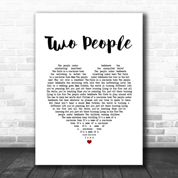 Sam Fender Two People White Heart Song Lyric Quote Music Print