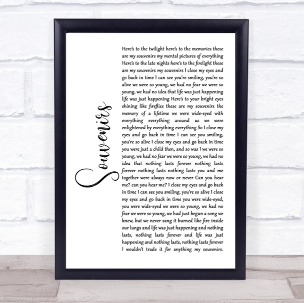 Switchfoot Souvenirs White Script Song Lyric Quote Music Print