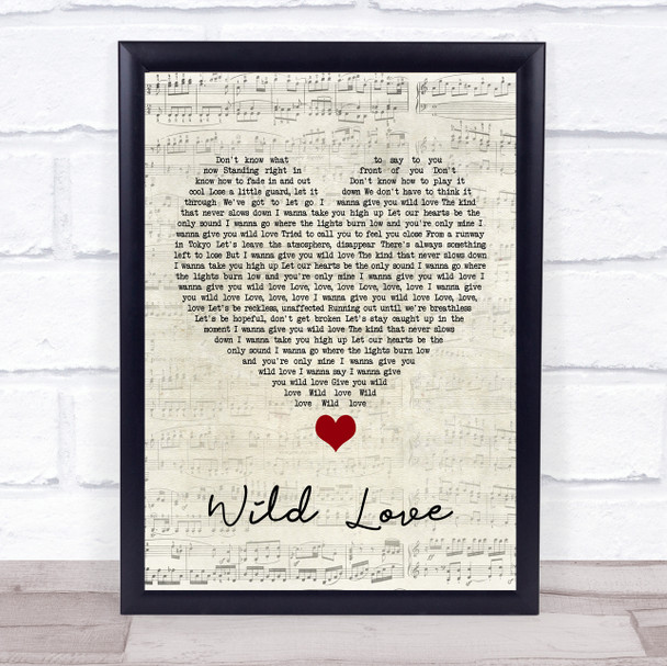 James Bay Wild Love Script Heart Song Lyric Quote Music Print