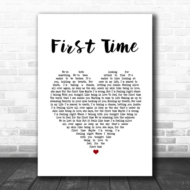 Lifehouse First Time White Heart Song Lyric Quote Music Print