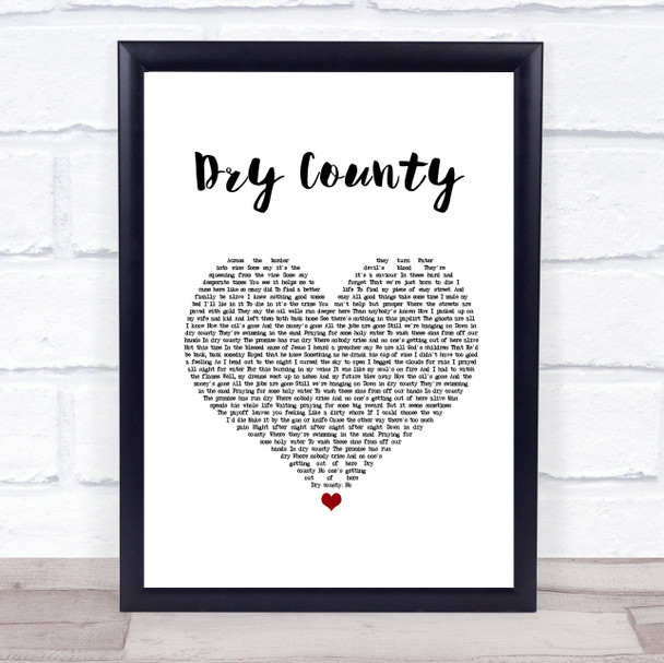 Bon Jovi Dry County White Heart Song Lyric Quote Music Print
