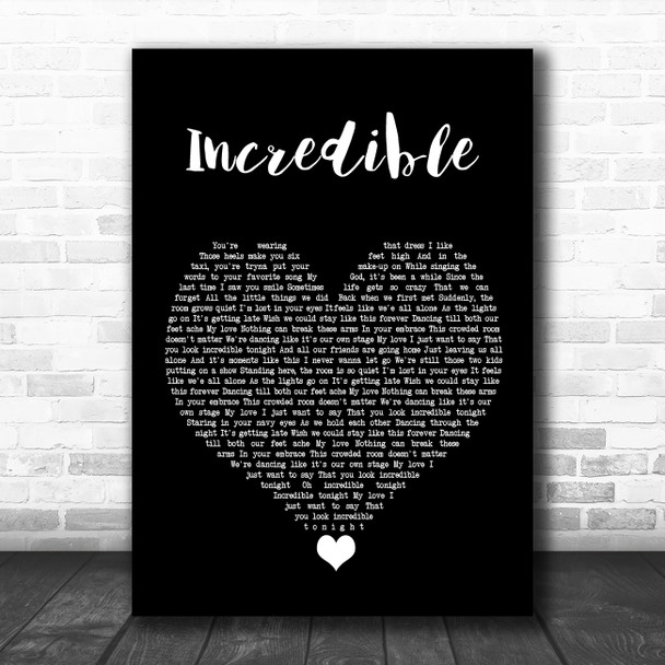 James TW Incredible Black Heart Song Lyric Quote Music Print