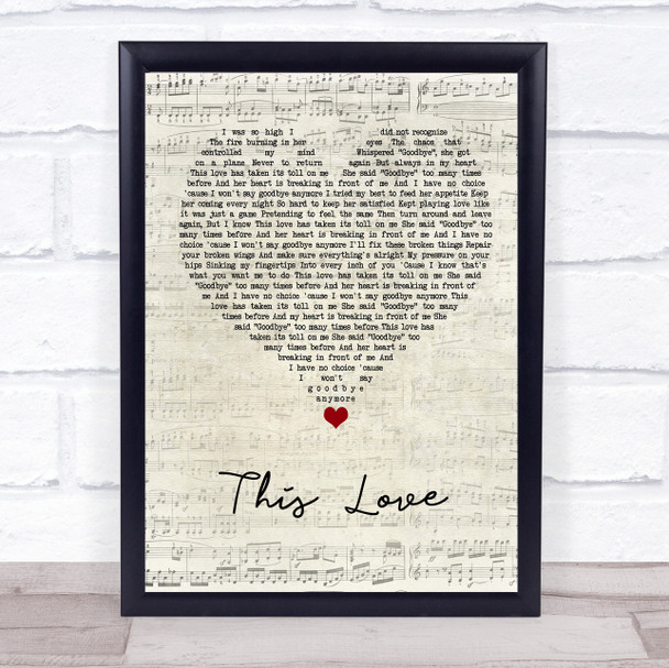 Maroon 5 This Love Script Heart Song Lyric Quote Music Print