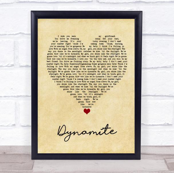 Roadtrip Dynamite Vintage Heart Song Lyric Quote Music Print