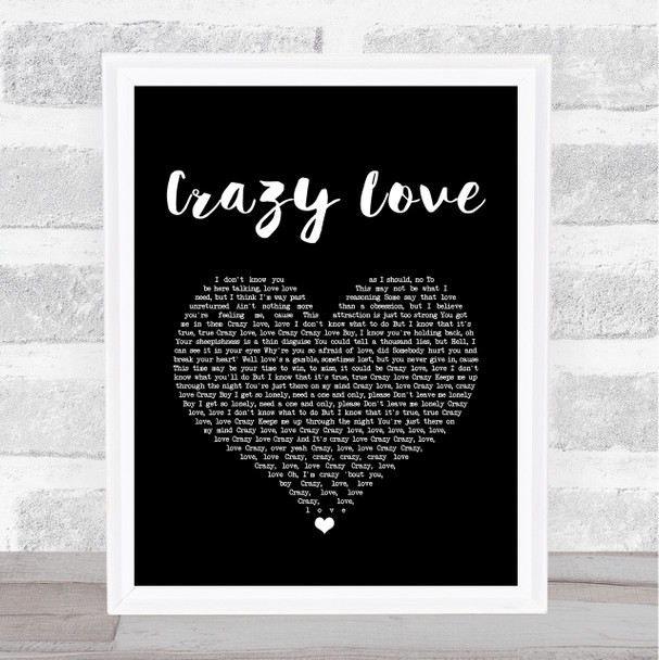 Mj Cole Crazy Love Black Heart Song Lyric Quote Music Print