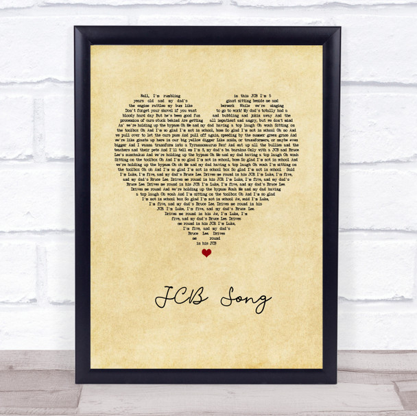 Nizlopi JCB Song Vintage Heart Song Lyric Quote Music Print