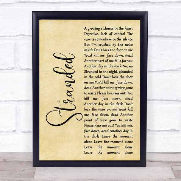 Gojira Stranded Rustic Script Song Lyric Quote Music Print