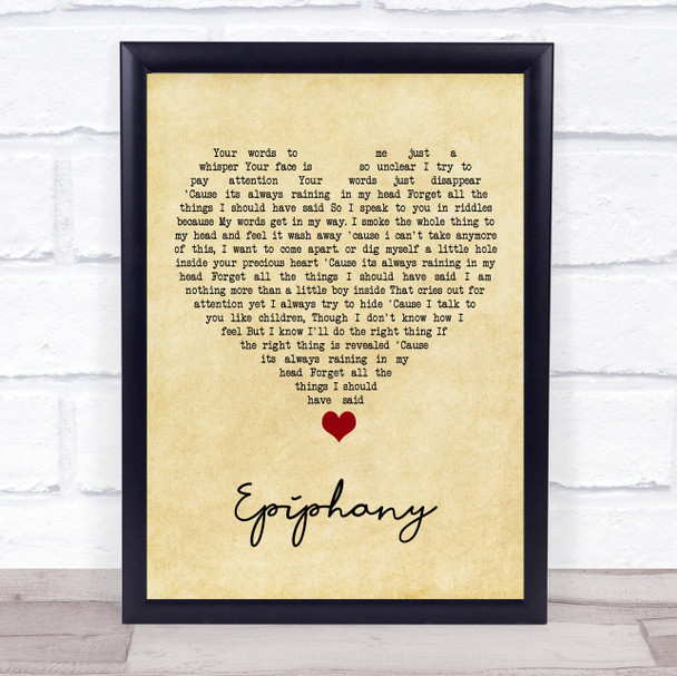 Staind Epiphany Vintage Heart Song Lyric Quote Music Print
