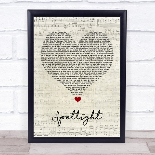 Dappy Spotlight Script Heart Song Lyric Quote Music Print