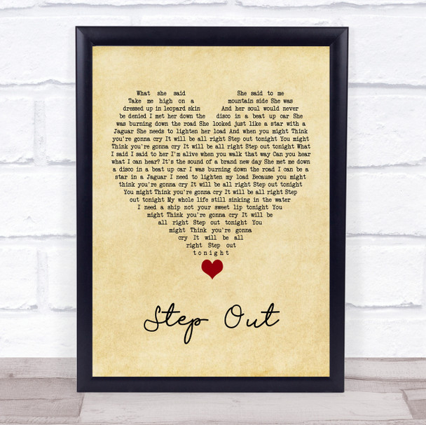 Oasis Step Out Vintage Heart Song Lyric Quote Music Print