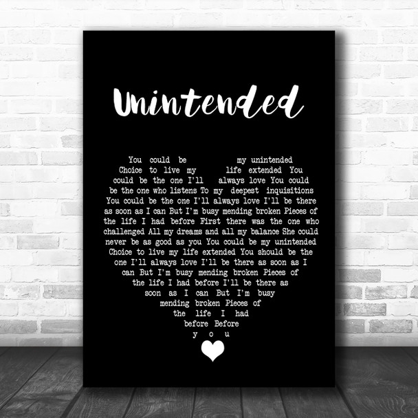 Muse Unintended Black Heart Song Lyric Quote Music Print