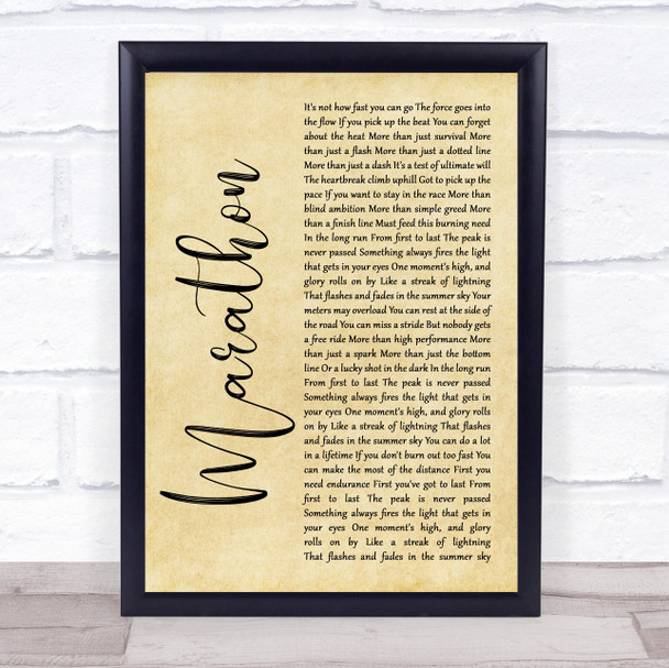 Rush Marathon Rustic Script Song Lyric Quote Music Print Rush Marathon Rustic Script Song Lyric Quote Music Print