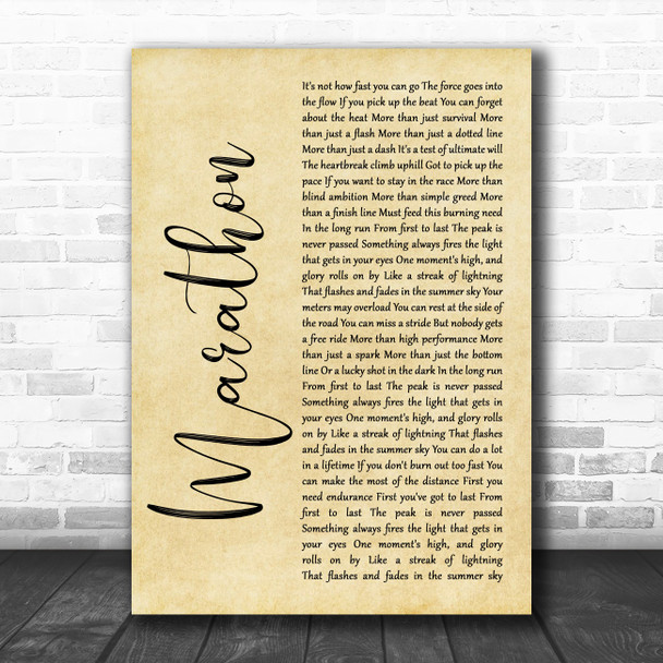 Rush Marathon Rustic Script Song Lyric Quote Music Print