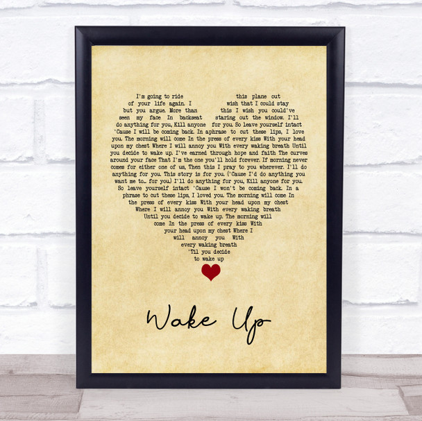 Coheed And Cambria Wake Up Vintage Heart Song Lyric Quote Music Print
