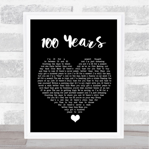 Five For Fighting 100 Years Black Heart Song Lyric Quote Music Print