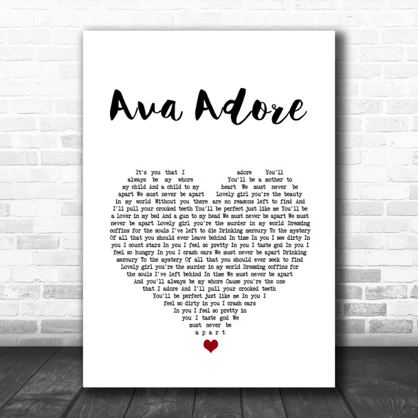 Smashing Pumpkins Ava Adore White Heart Song Lyric Quote Music Print