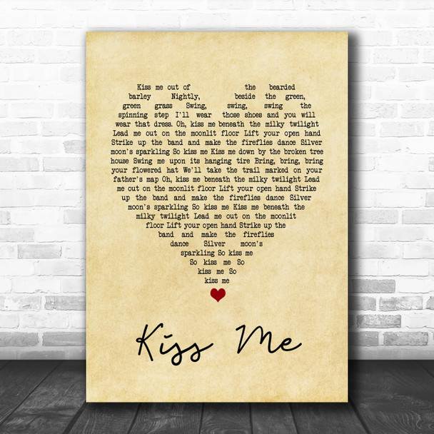 New Found Glory Kiss Me Vintage Heart Song Lyric Quote Music Print