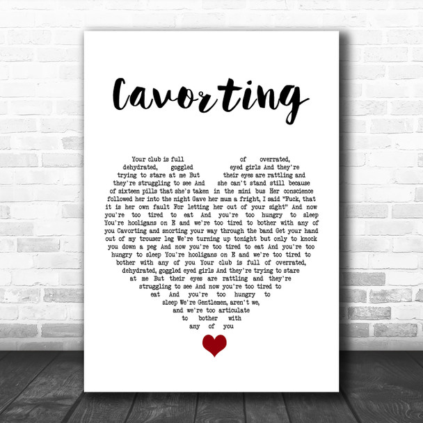 The Courteeners Cavorting White Heart Song Lyric Quote Music Print