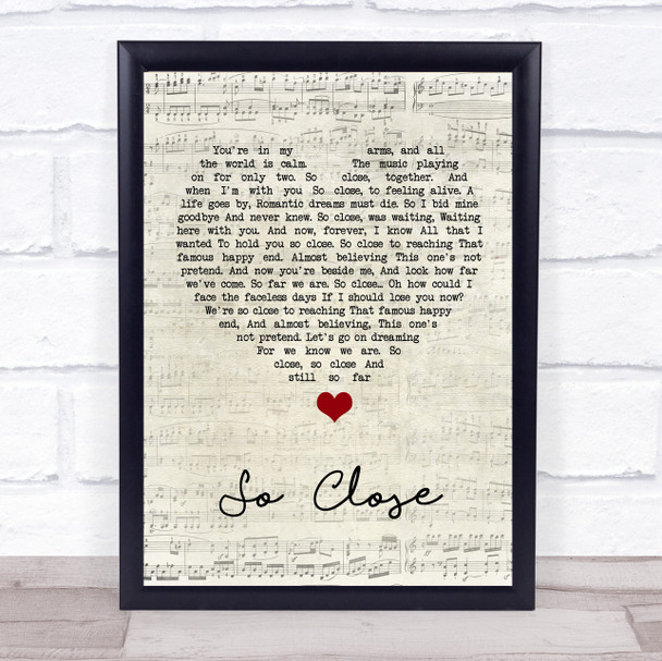 Jon McLaughlin So Close Script Heart Song Lyric Quote Music Print