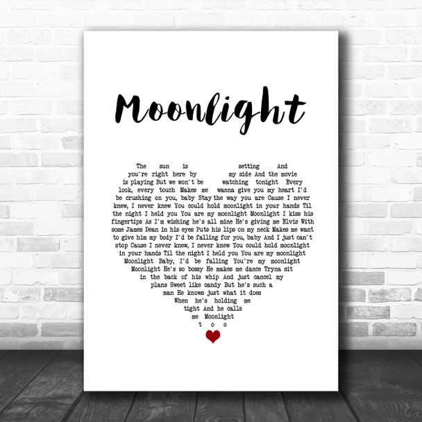 Ariana Grande Moonlight White Heart Song Lyric Quote Music Print Ariana Grande Moonlight White Heart Song Lyric Quote Music Print