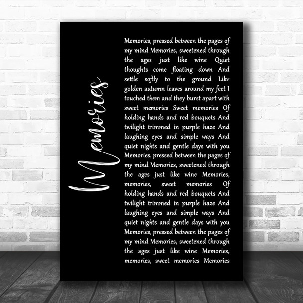 Elvis Presley Memories Black Script Song Lyric Quote Music Print