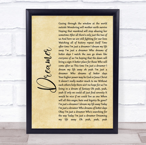 Ozzy Osbourne Dreamer Rustic Script Song Lyric Quote Music Print