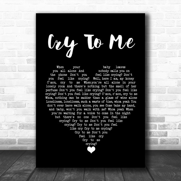 Solomon Burke Cry To Me Black Heart Song Lyric Quote Music Print