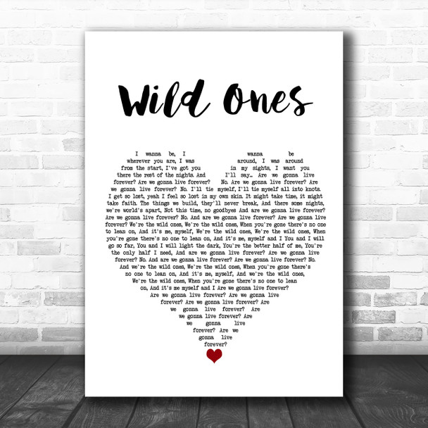 You Me At Six Wild Ones White Heart Song Lyric Quote Music Print