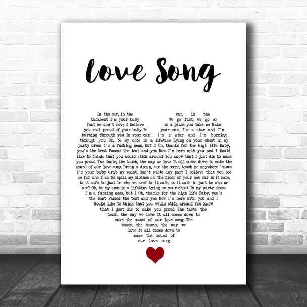 Lana Del Rey Love Song White Heart Song Lyric Quote Music Print