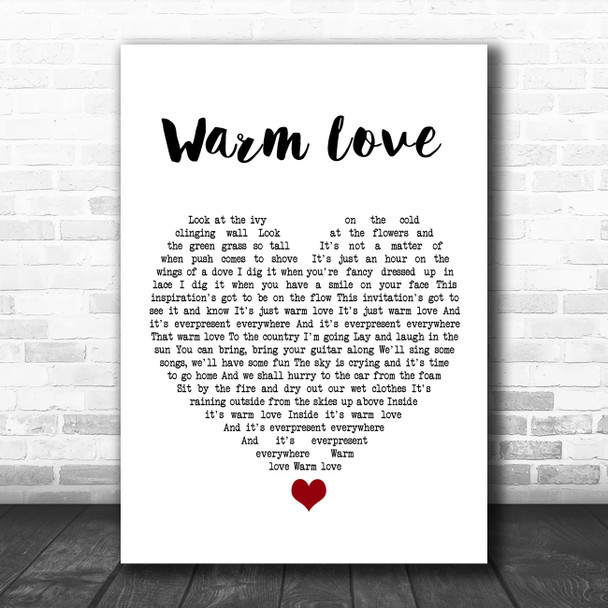 Van Morrison Warm Love White Heart Song Lyric Quote Music Print