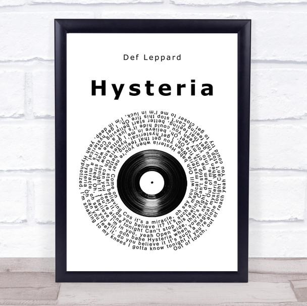 Def Leppard Hysteria Vinyl Record Song Lyric Quote Music Print