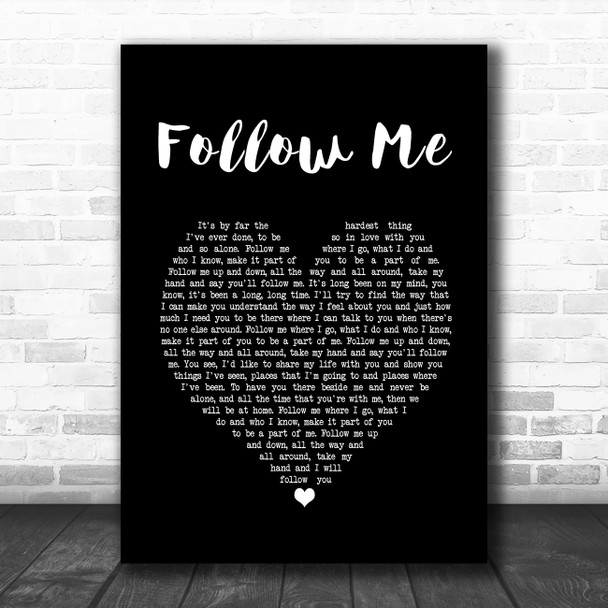 John Denver Follow Me Black Heart Song Lyric Quote Music Print