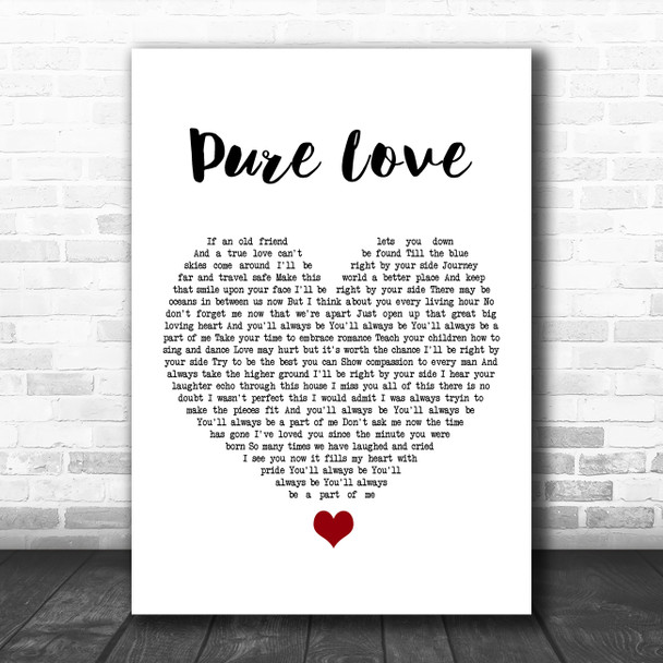 Rod Stewart Pure Love White Heart Song Lyric Quote Music Print