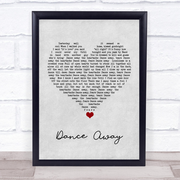 Roxy Music Dance Away Grey Heart Song Lyric Quote Music Print