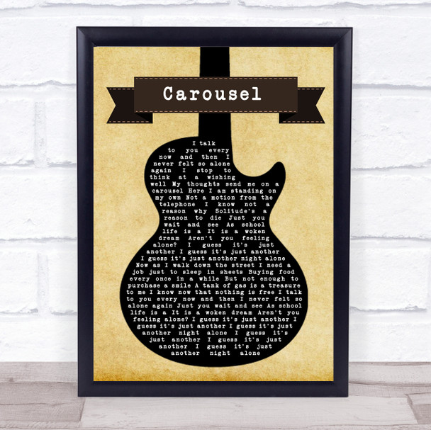 Blink-182 Carousel Black Guitar Song Lyric Quote Music Print