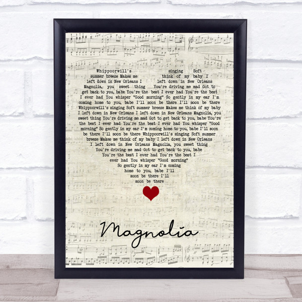 JJ Cale Magnolia Script Heart Song Lyric Quote Music Print