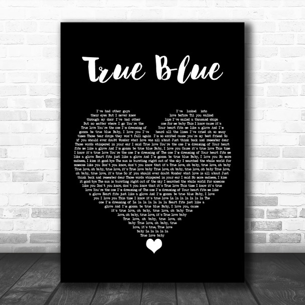 Madonna True Blue Black Heart Song Lyric Quote Music Print