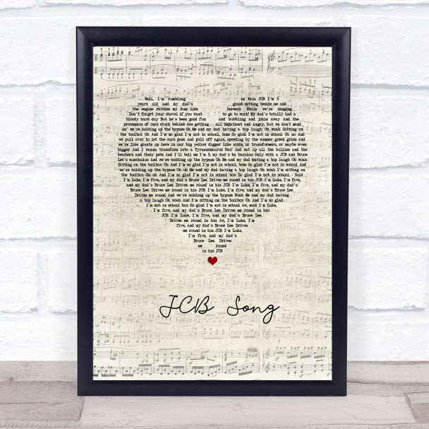 Nizlopi JCB Song Script Heart Song Lyric Quote Music Print