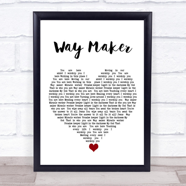 Sinach Way Maker White Heart Song Lyric Quote Music Print