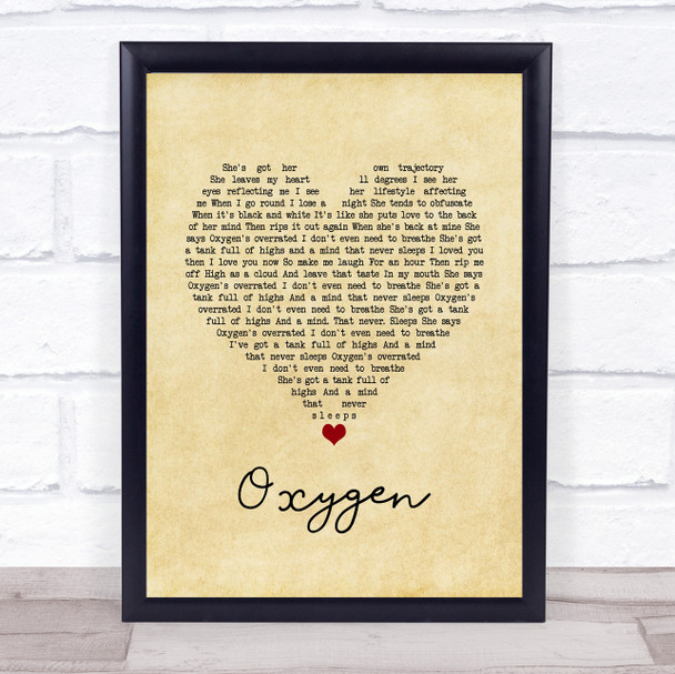 Catfish And The Bottlemen Oxygen Vintage Heart Song Lyric Quote Music Print