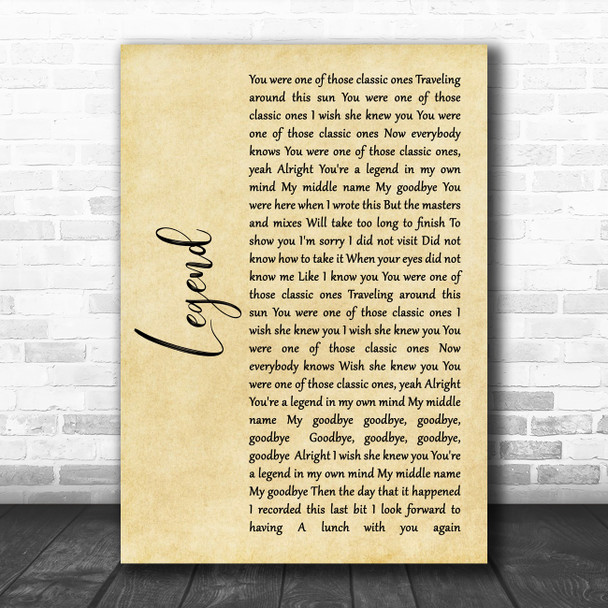 Twenty One Pilots Legend Rustic Script Song Lyric Quote Music Print