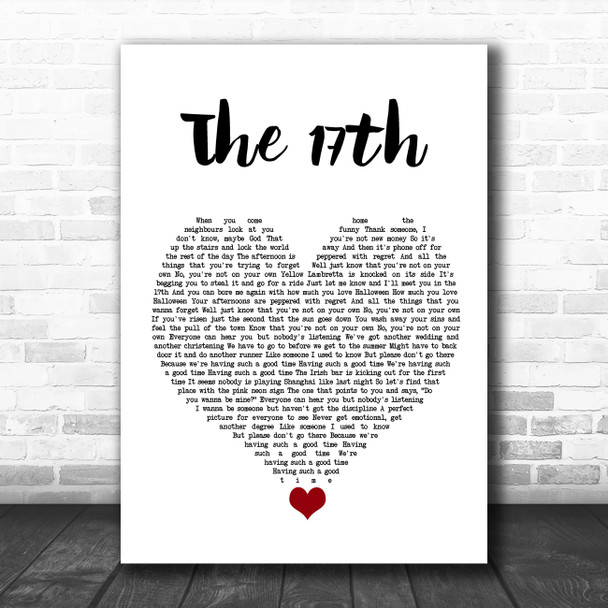 The Courteeners The 17th White Heart Song Lyric Quote Music Print