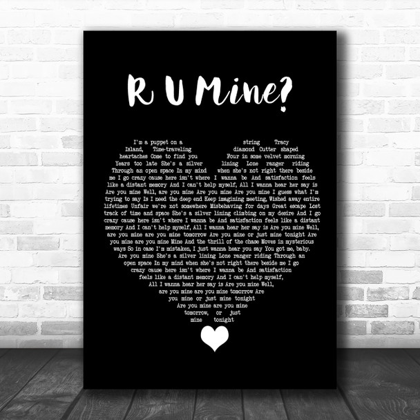 Arctic Monkeys R U Mine Black Heart Song Lyric Quote Music Print