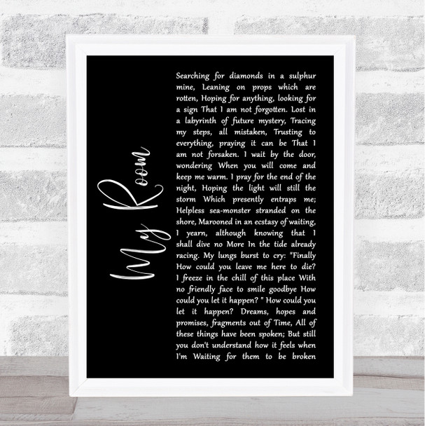 Peter Hammill My Room Black Script Song Lyric Quote Music Print