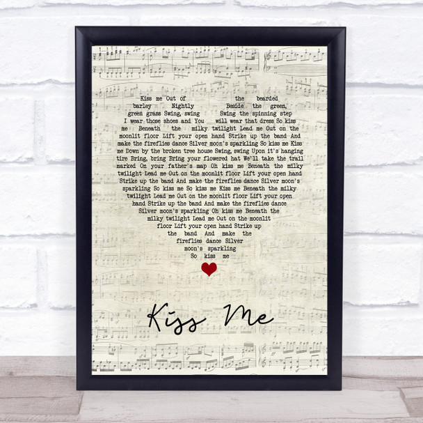 Jason Walker Kiss Me Script Heart Song Lyric Quote Music Print