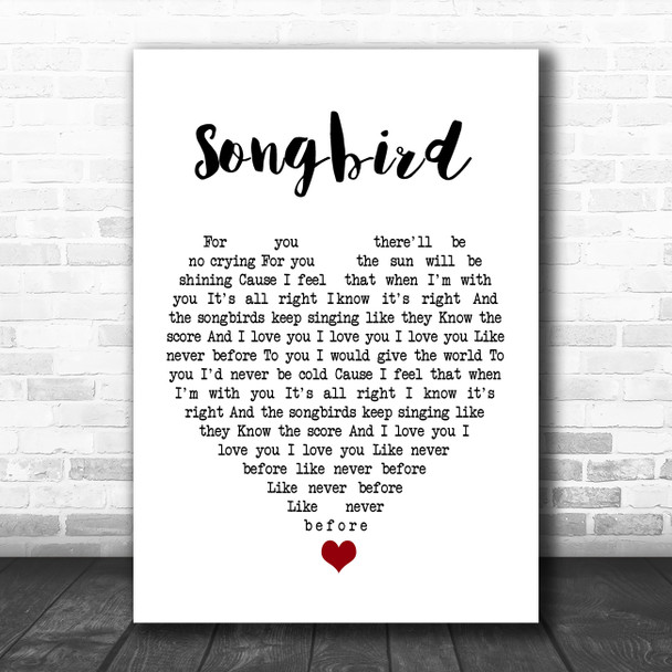 Eva Cassidy Songbird White Heart Song Lyric Quote Music Print