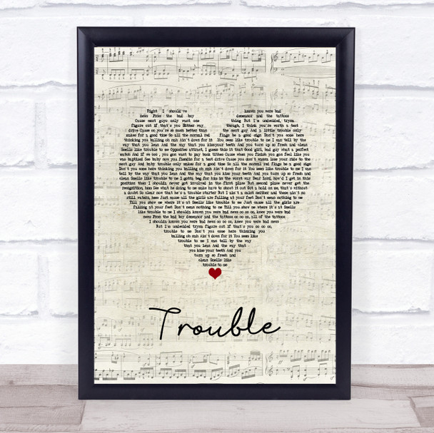 Iggy Azalea Trouble Script Heart Song Lyric Quote Music Print