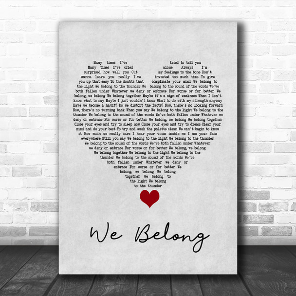 Pat Benatar We Belong Grey Heart Song Lyric Quote Music Print