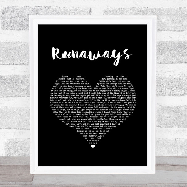 The Killers Runaways Black Heart Song Lyric Quote Music Print